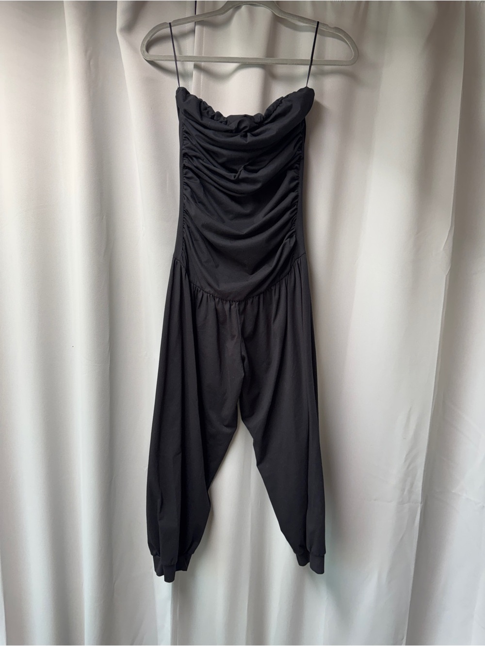 Mapale Strapless Ruched Black Jumpsuit